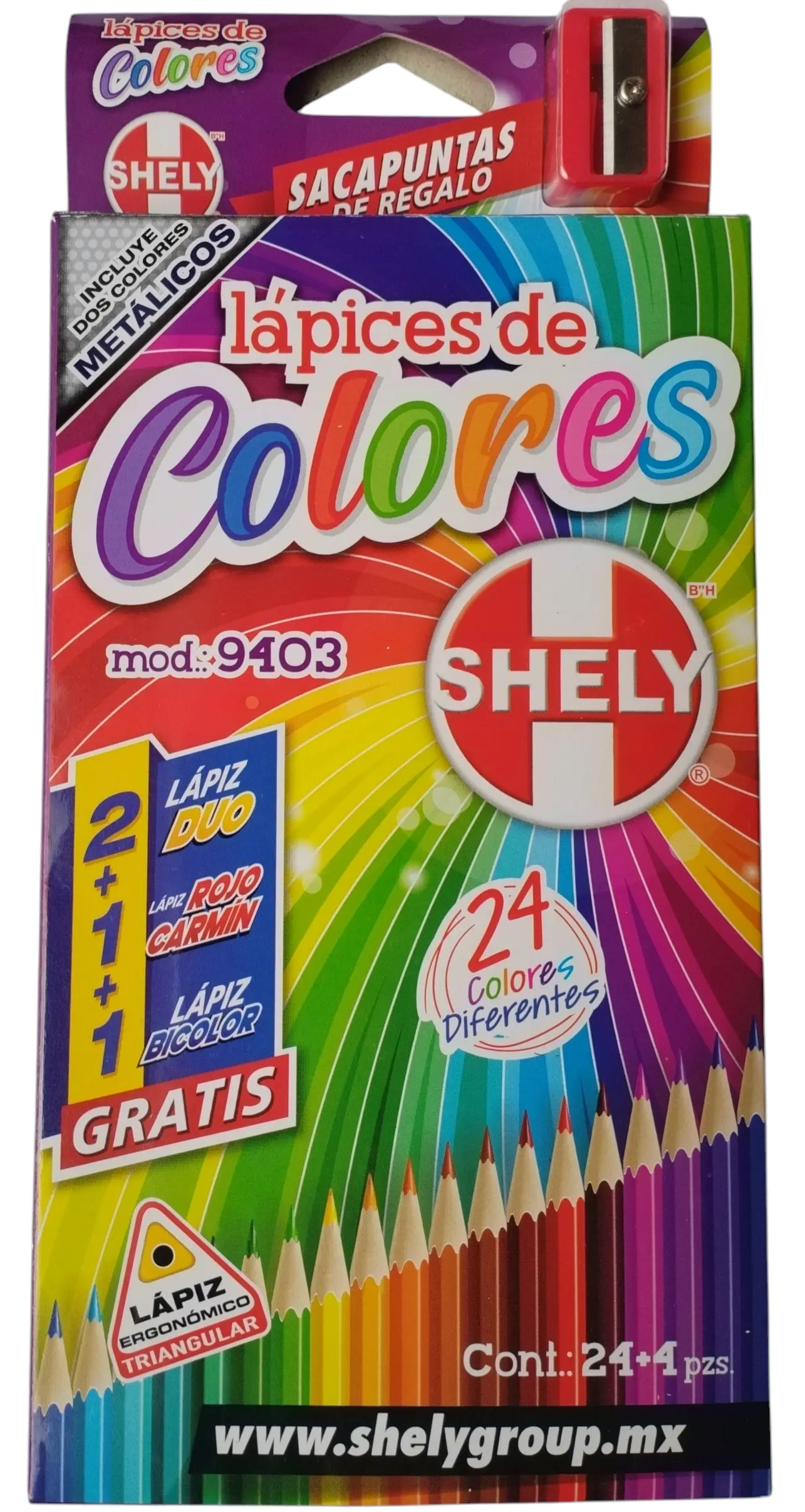 CAJA DE COLORES TRIANGULAR C/24 SHELY